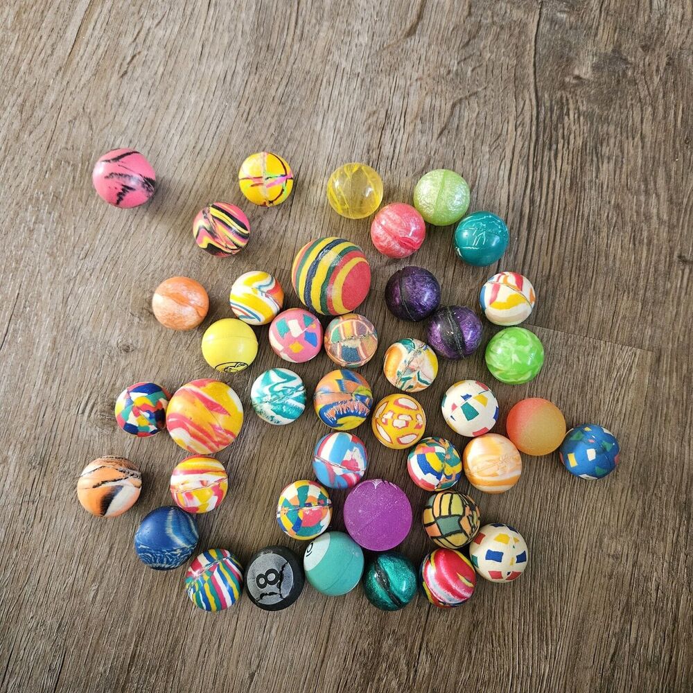 Bouncy Balls~Lot Of 41~Some Vintage, Some Newer Asst Colors, Sizes & Patterns